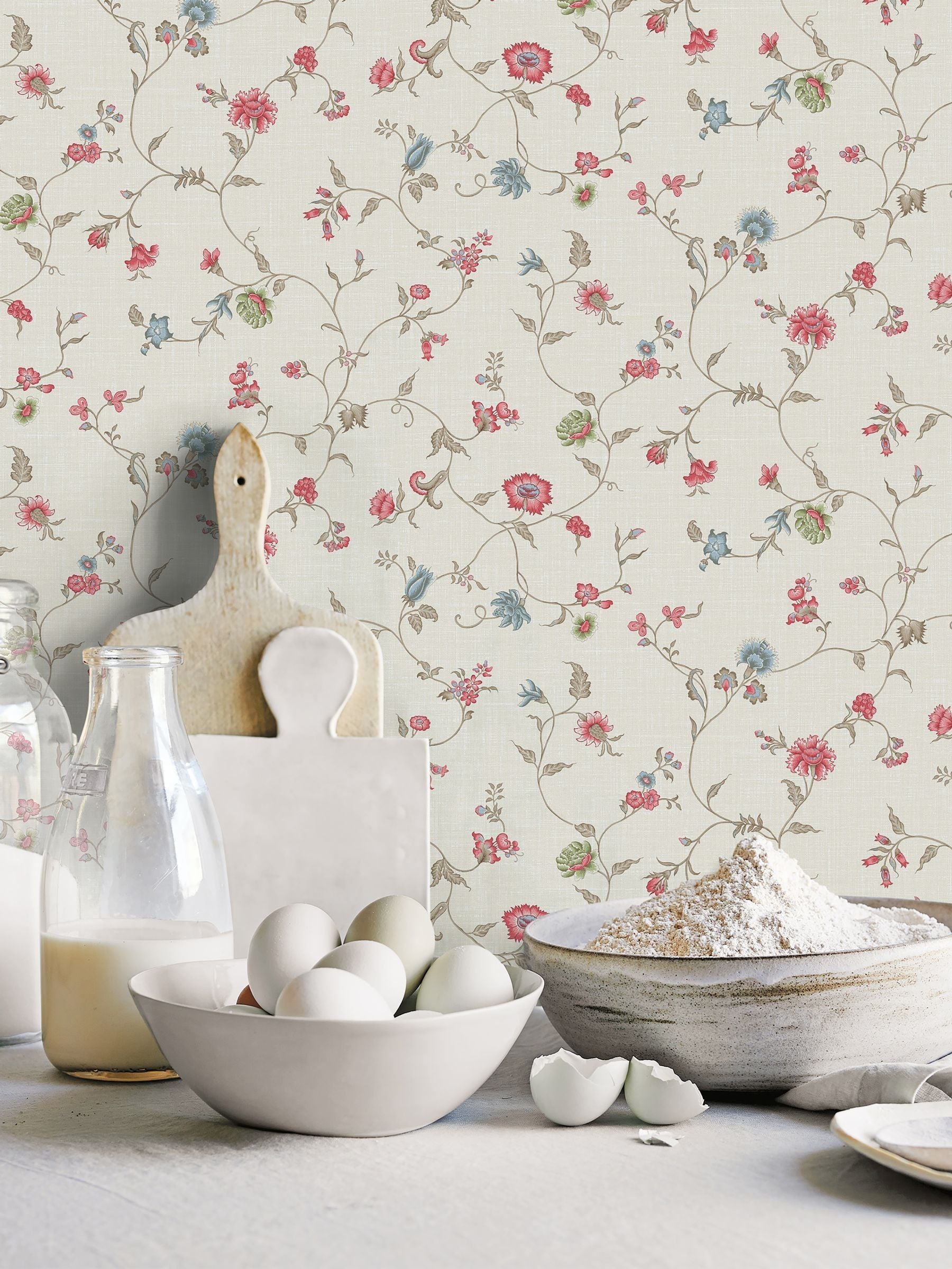 Galerie Red French Country Floral Print wallpaper 10m (British brand)