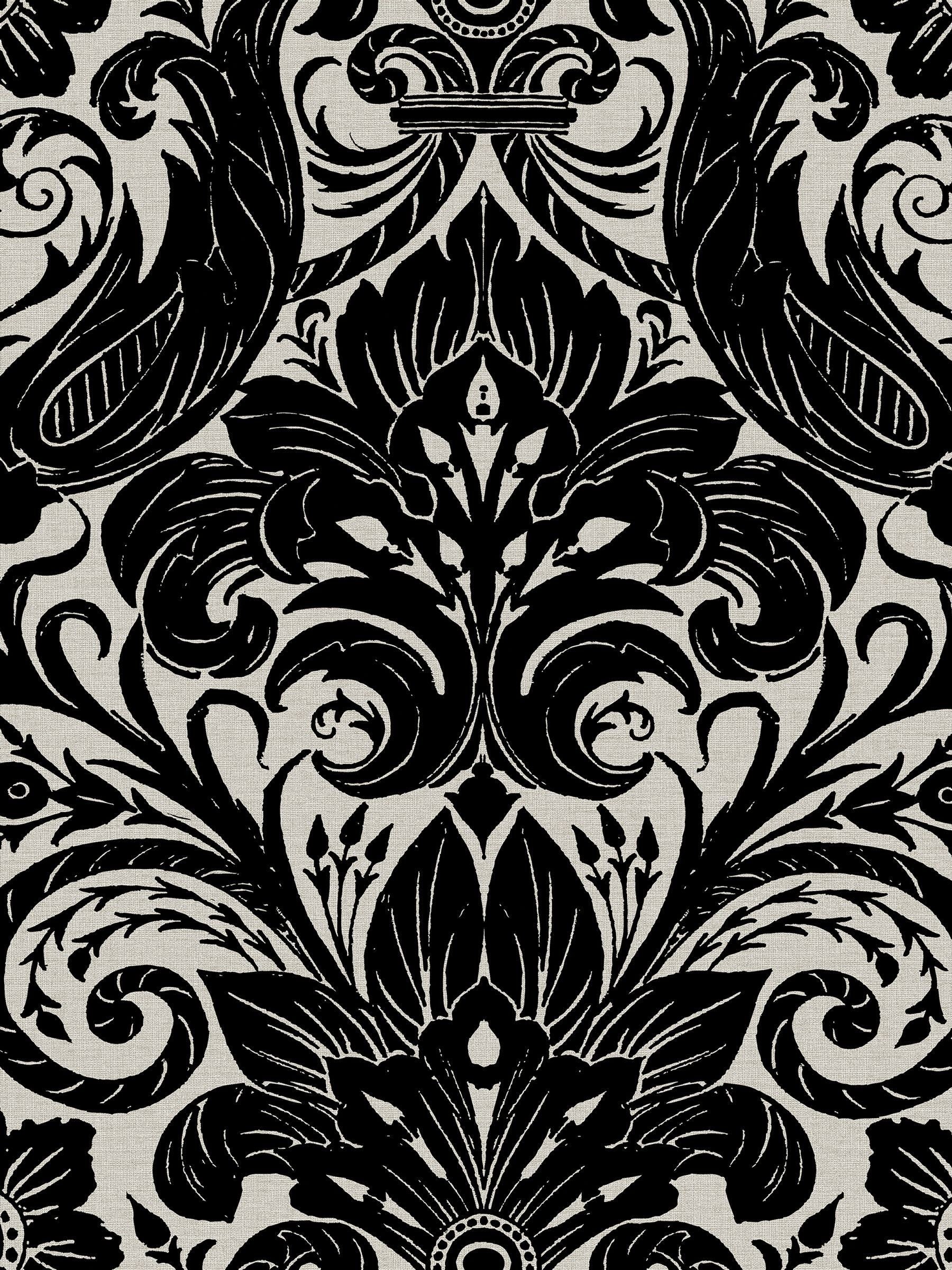 Laurence Llewelyn-Bowen Damask Sauvage flock wallpaper 10m, imported from the UK