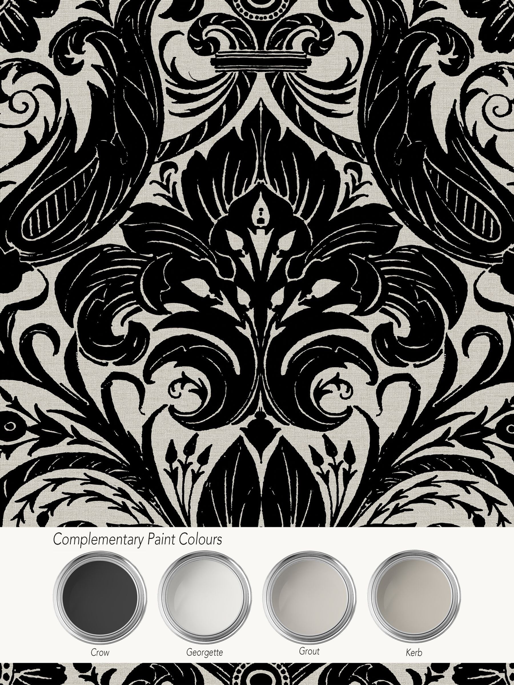 Laurence Llewelyn-Bowen Damask Sauvage flock wallpaper 10m, imported from the UK