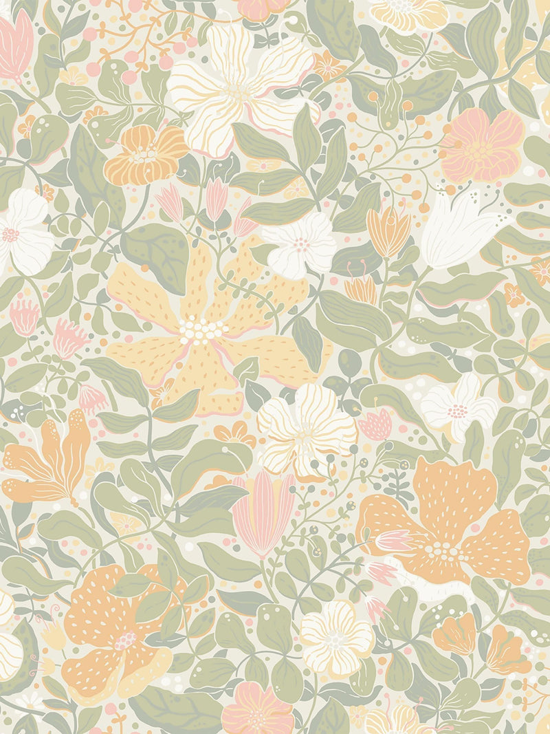 Galerie Green Sommarang floral print wallpaper 10m x 53cm, imported from the UK