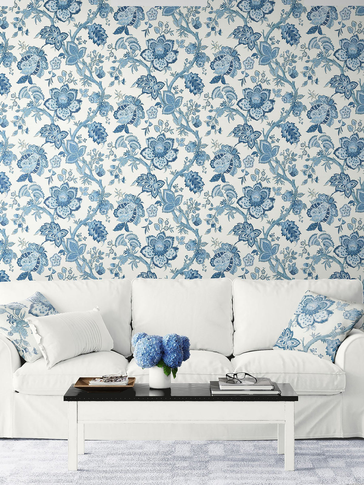 Galerie blue French country floral wallpaper 10m, UK version