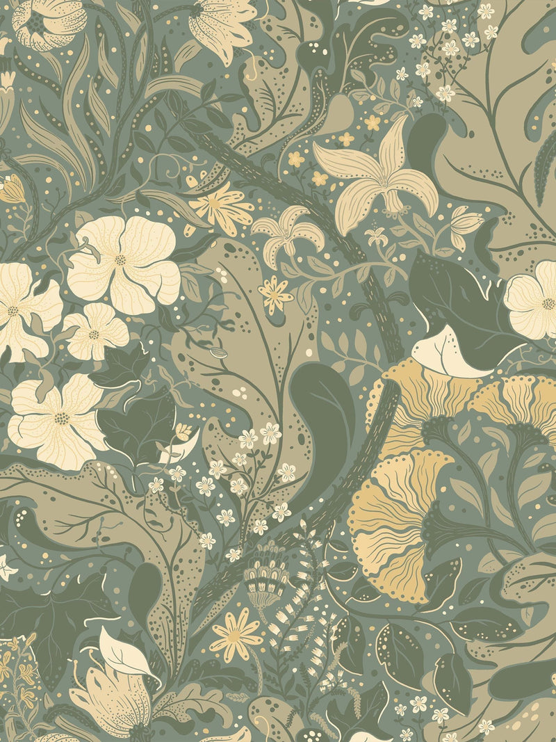 Galerie green floral wallpaper 10m roll, imported from the UK