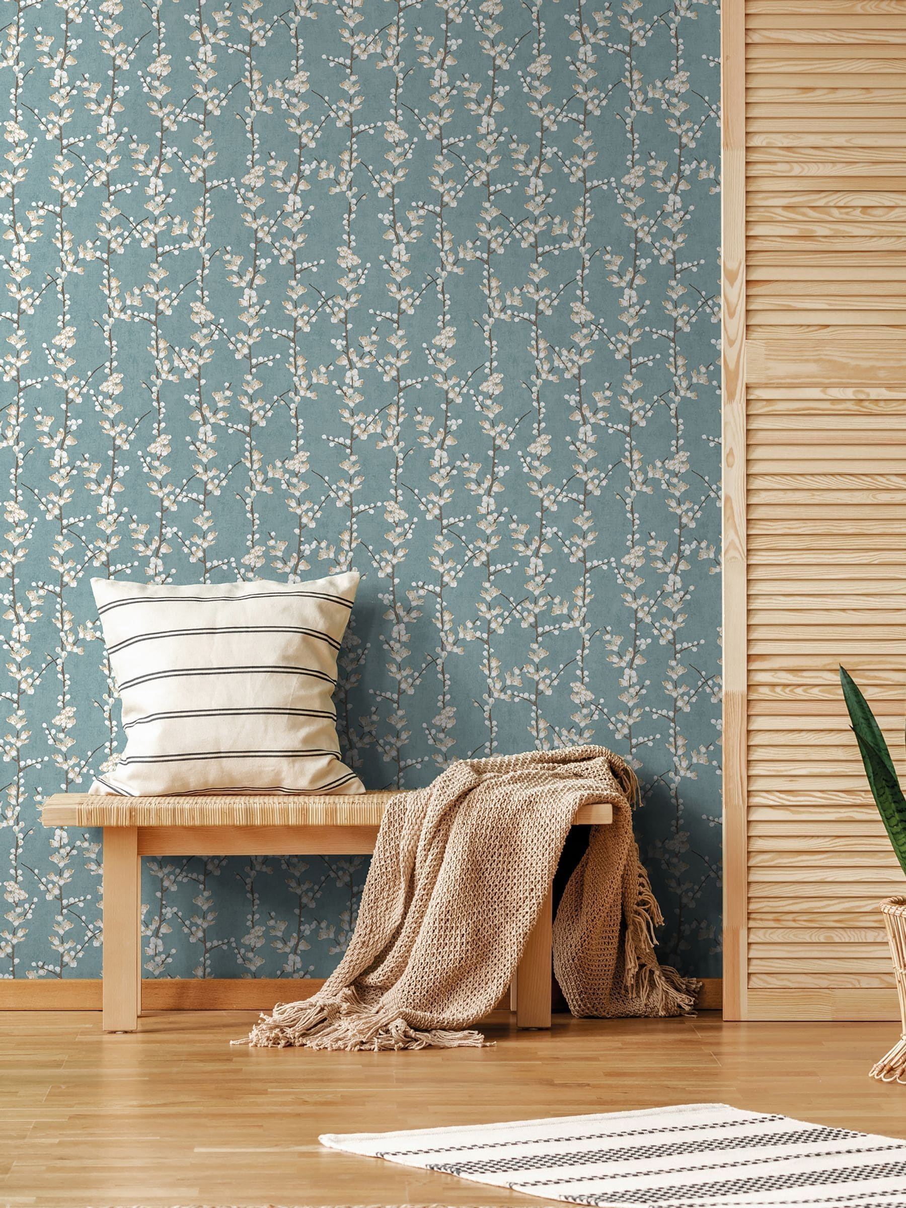 Galerie Blue Spring Blossom wallpaper roll 10m (British brand)