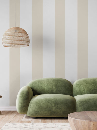 Next Style Sisters Beige Half Stripe 10M Wallpaper- Buy online at McGrocer