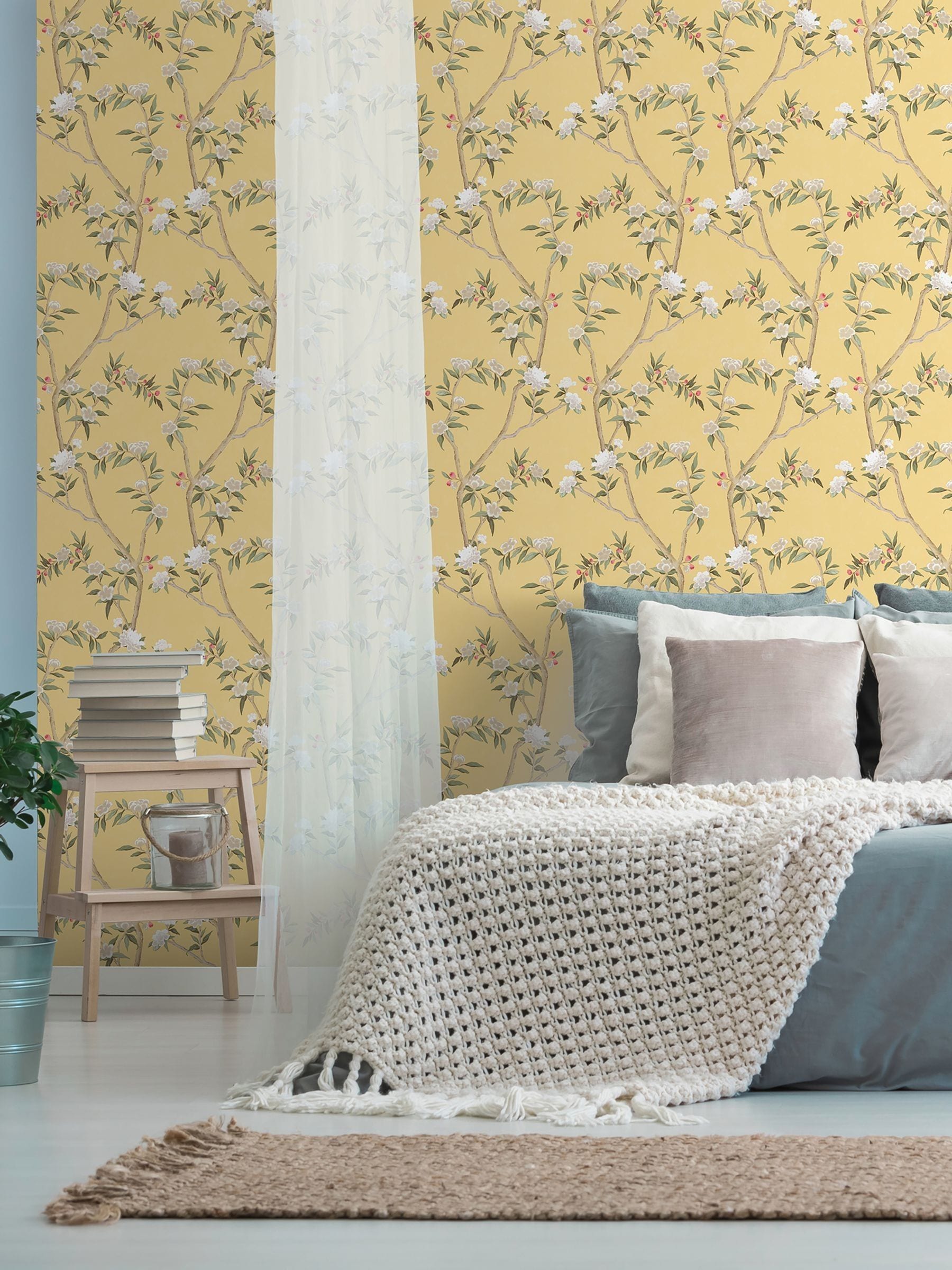 Galerie Yellow Spring Blossom Chinoiserie 10M Wallpaper