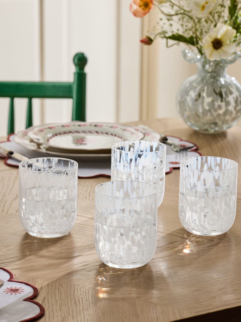 Nina Campbell white confetti glass tumblers set of 4 - British product