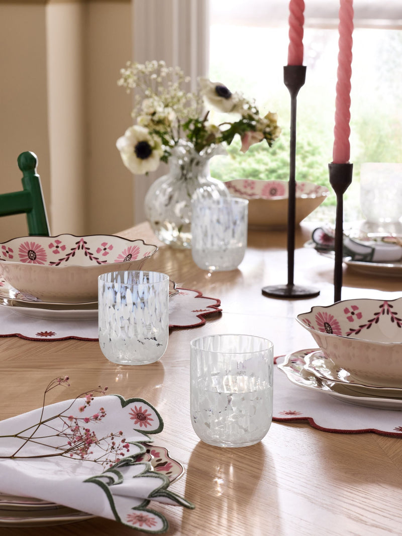 Nina Campbell white confetti glass tumblers set of 4 - British product