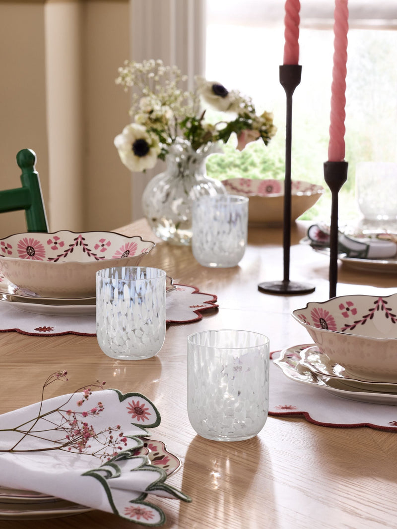 Nina Campbell white confetti glass tumblers set of 4 - British product