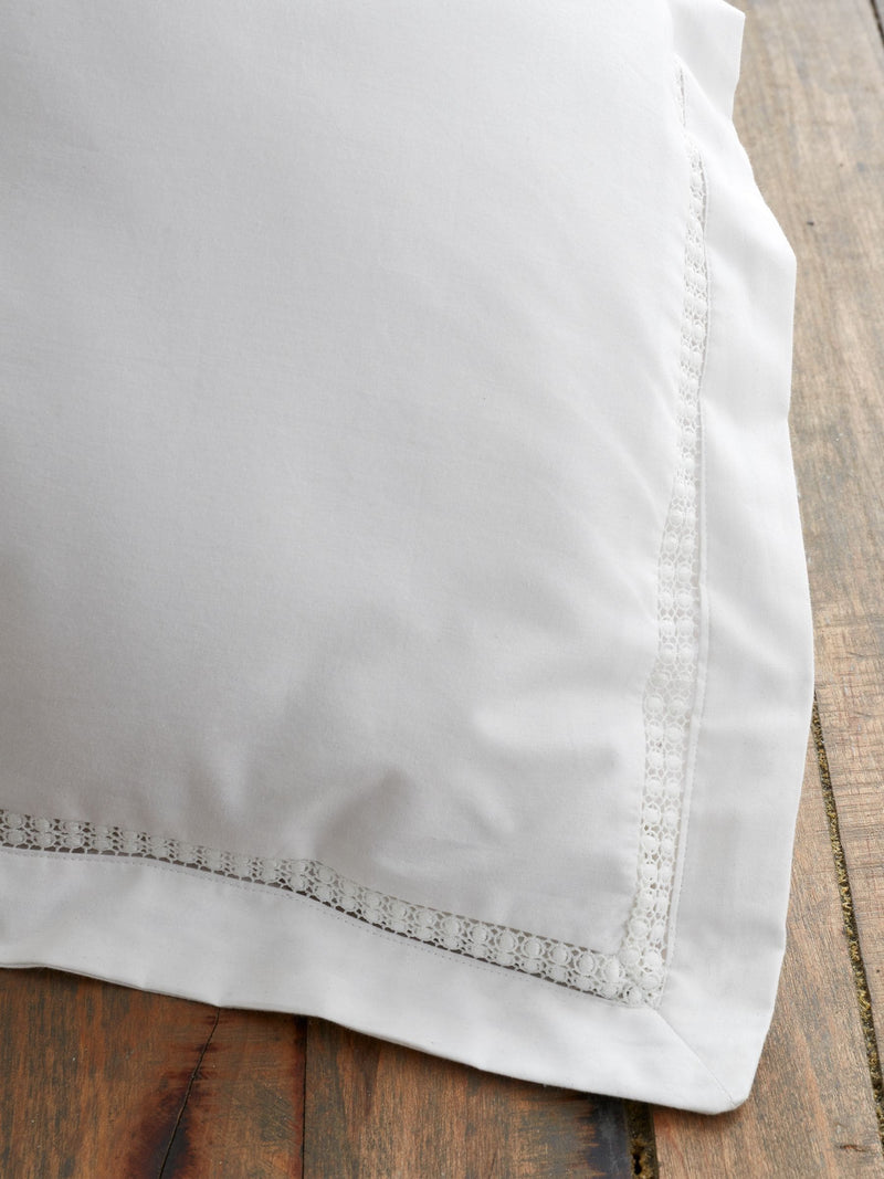 White Oxford lace trim duvet cover set - British product