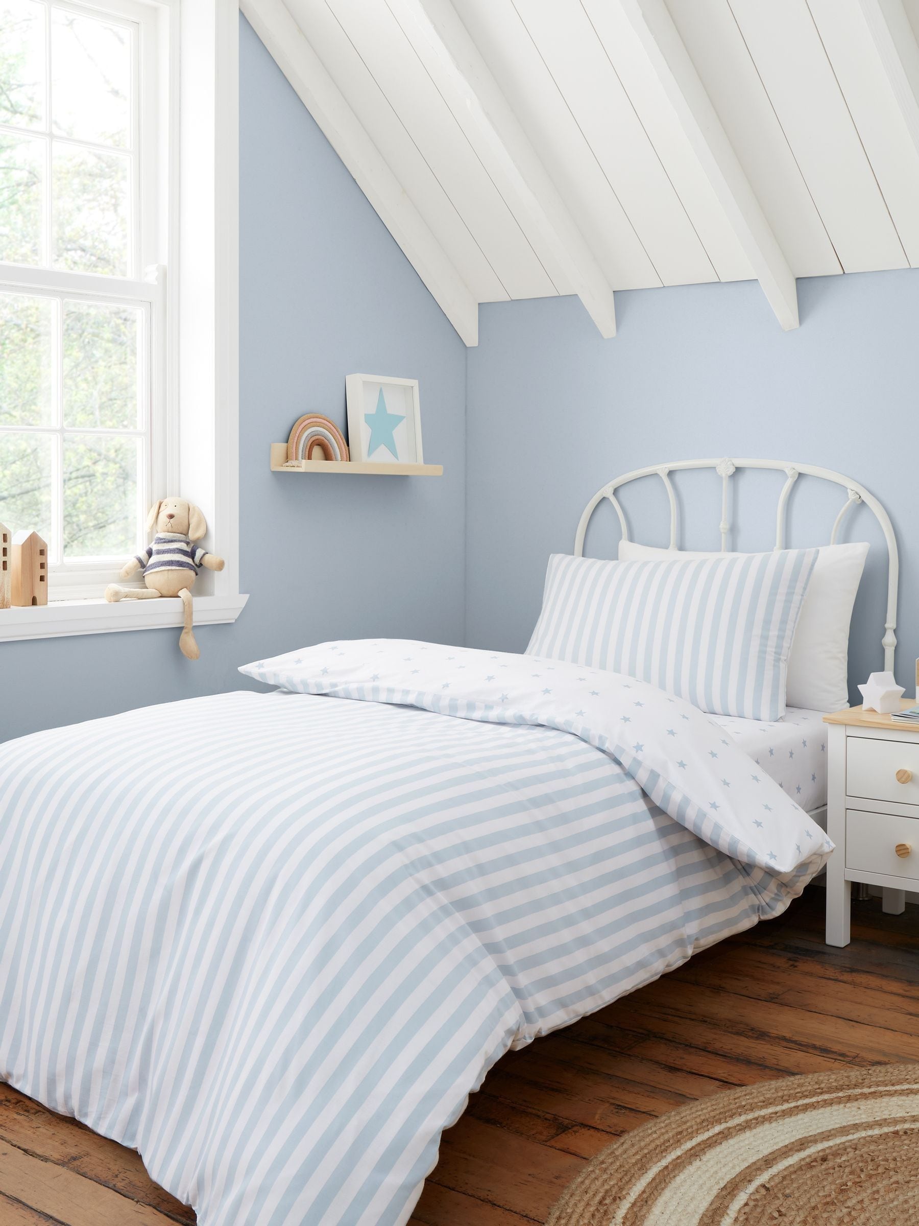 Bianca Blue Mini Star & Stripes cotton duvet set - British product