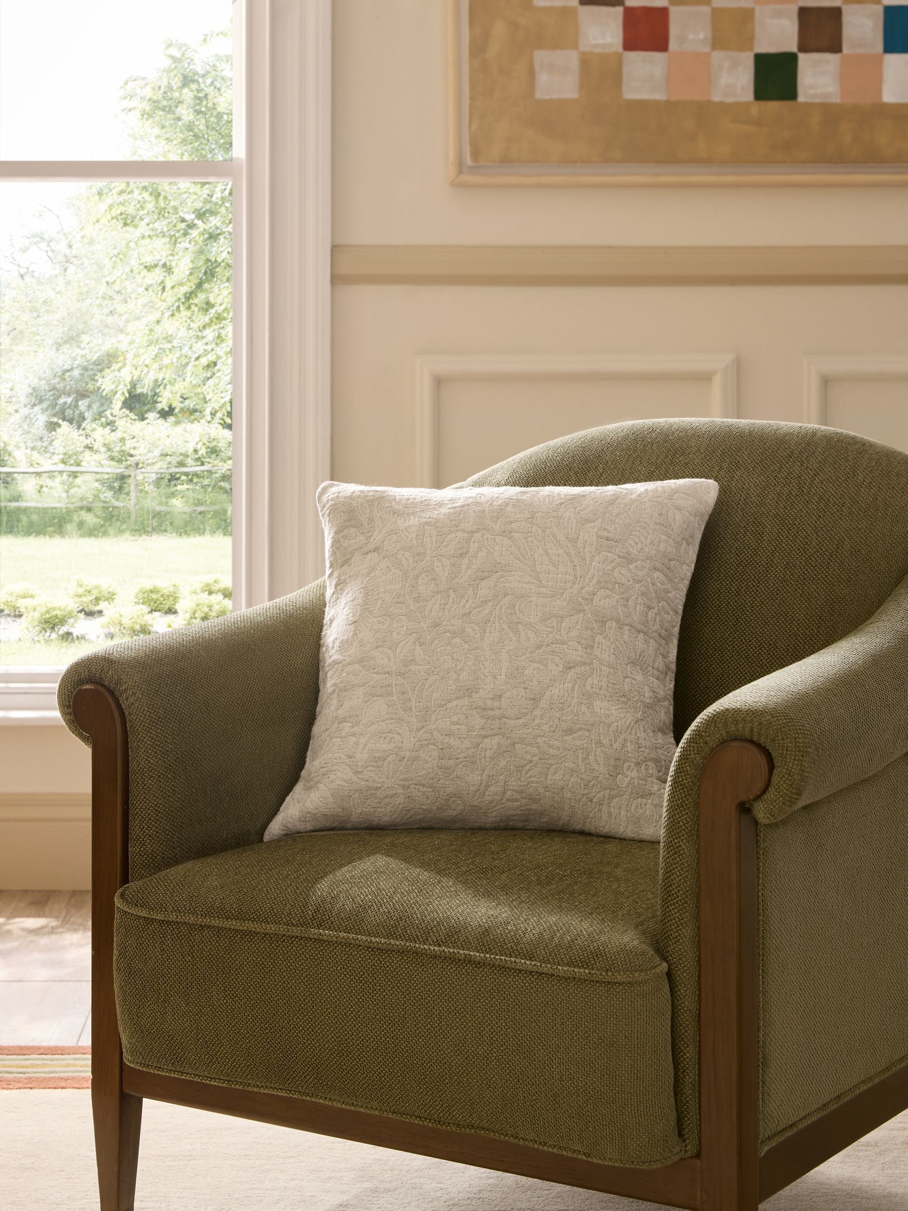 Nina Campbell floral jacquard cushion 45cm, imported from the UK