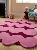 Eleanor Bowmer red pink squiggle wool tufted rug - British product