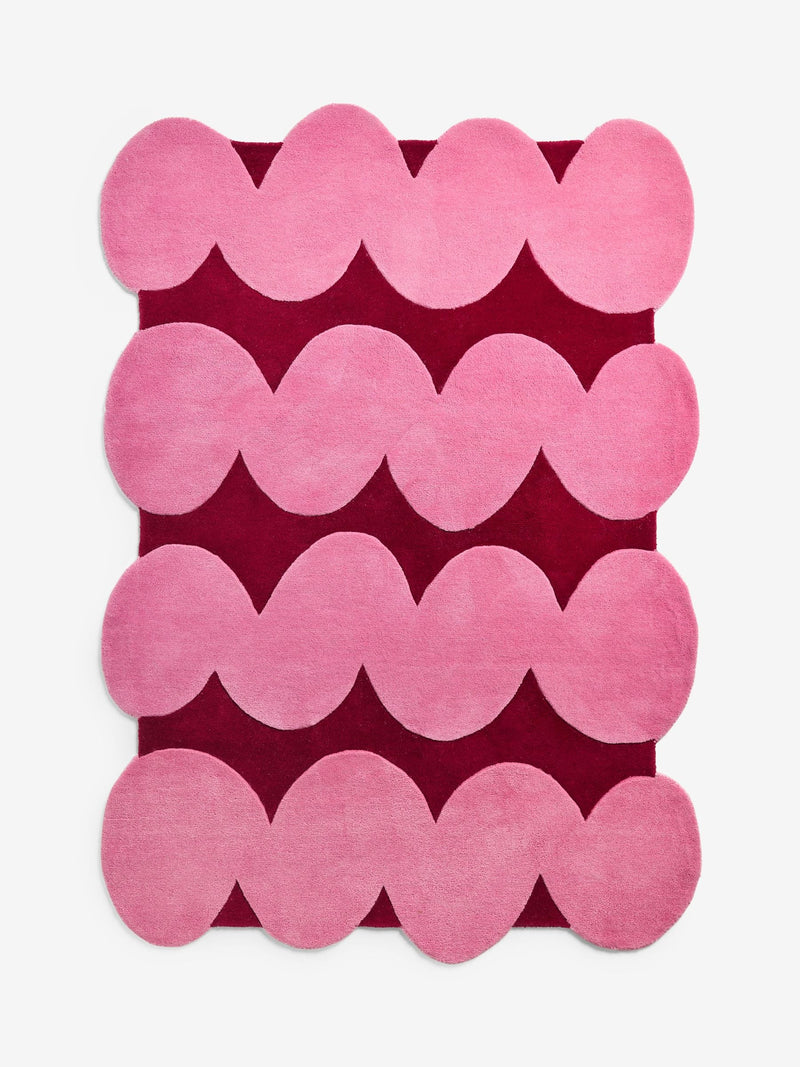 Eleanor Bowmer red pink squiggle wool tufted rug - British product