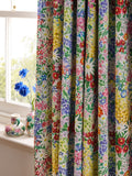 Lucy Tiffney periwinkle floral pencil pleat blackout curtains (British brand)