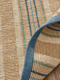 Nina Campbell blue stripe sisal flatweave rug, imported from the UK