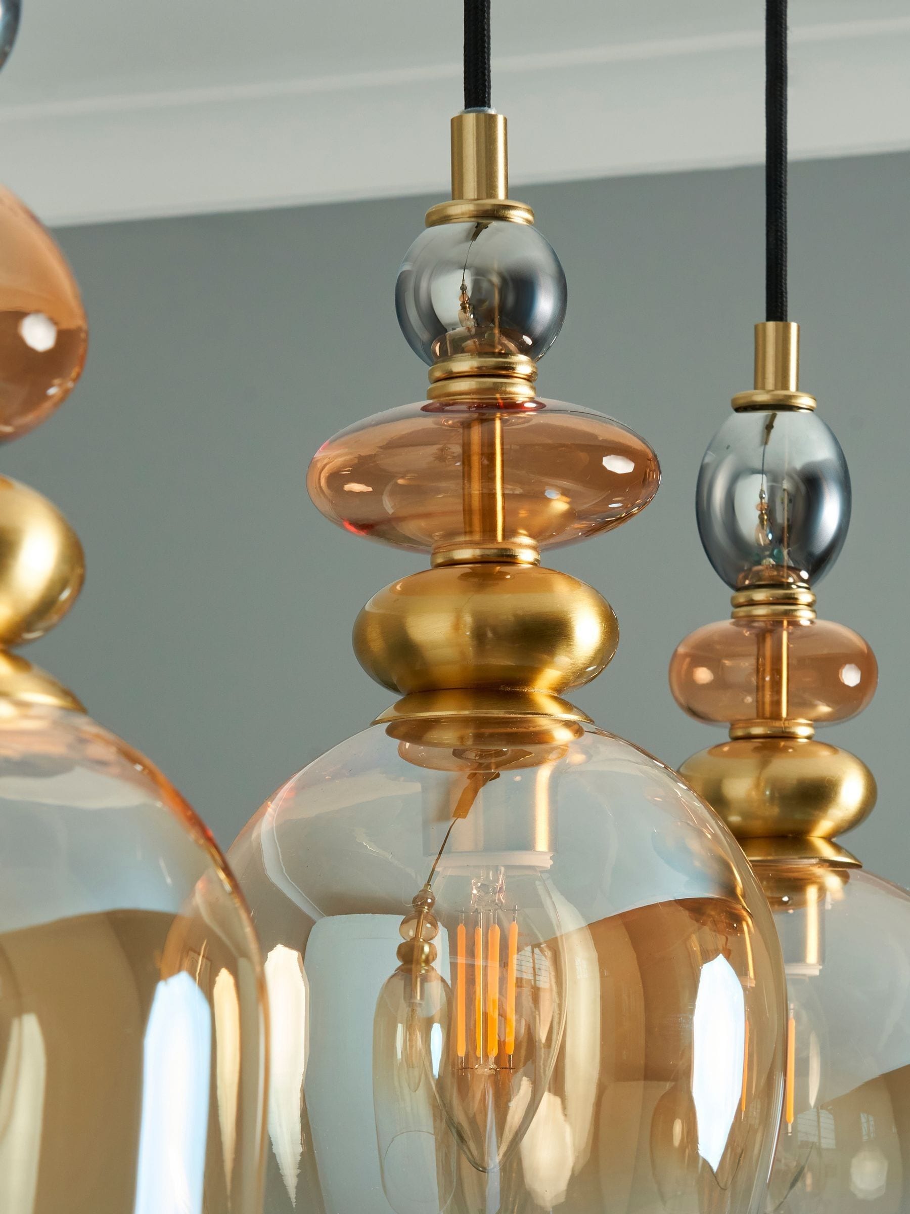 BHS Seline 3 light pendant brass and glass - British product