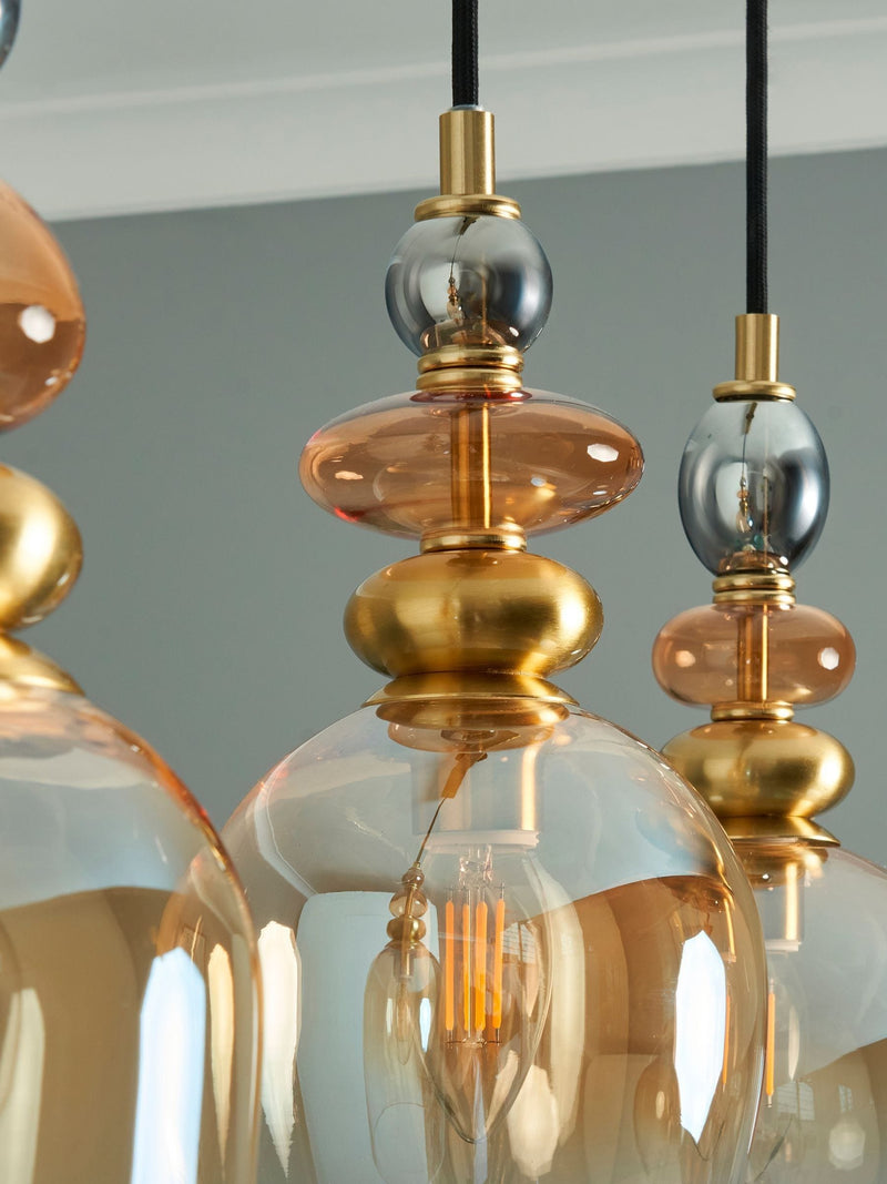 BHS Seline 3 light pendant brass and glass - British product