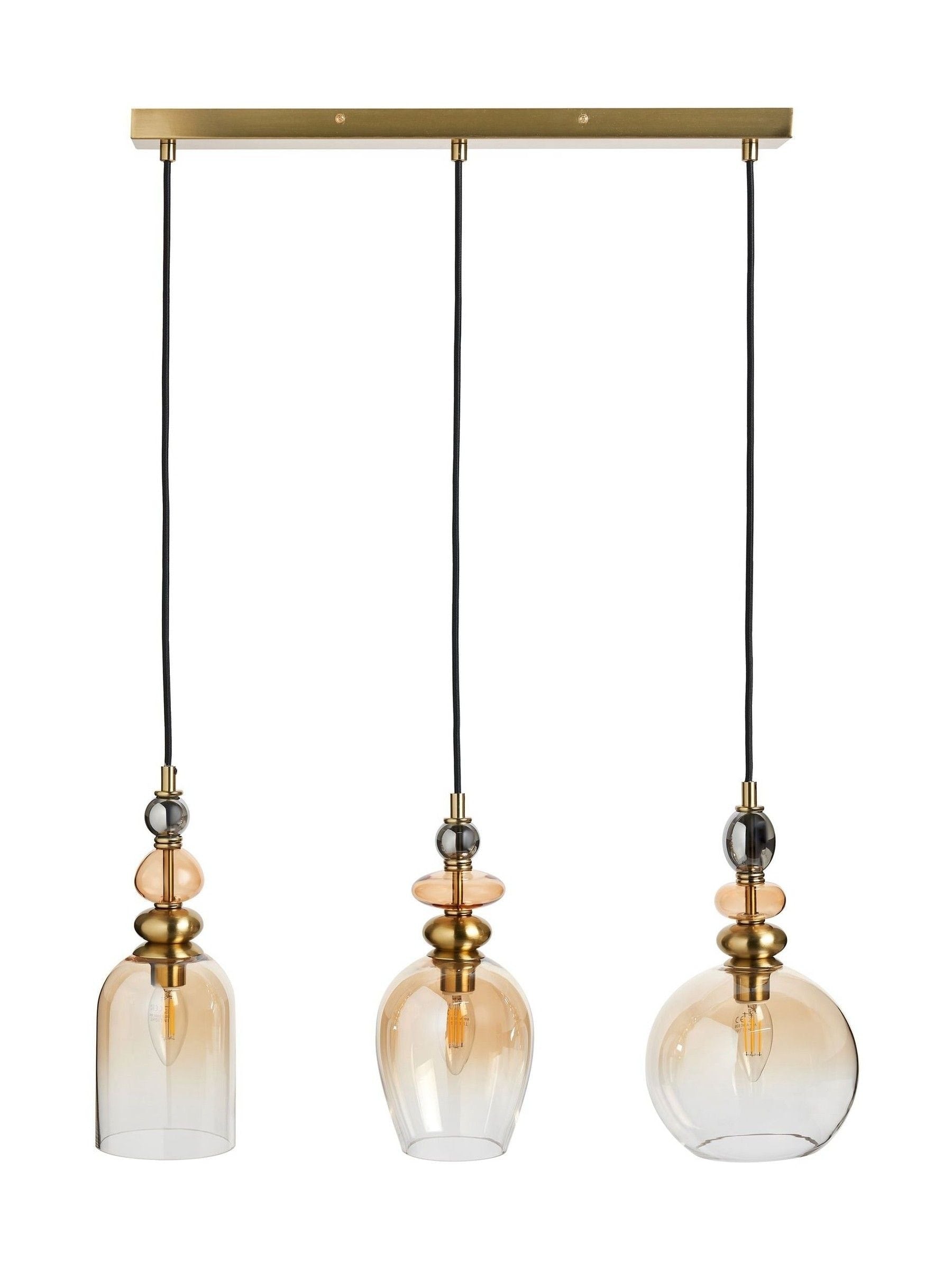BHS Seline 3 light pendant brass and glass - British product