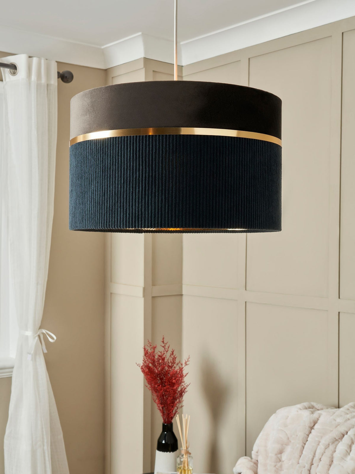 BHS Grey fabric ceiling light shade 40cm (British brand)