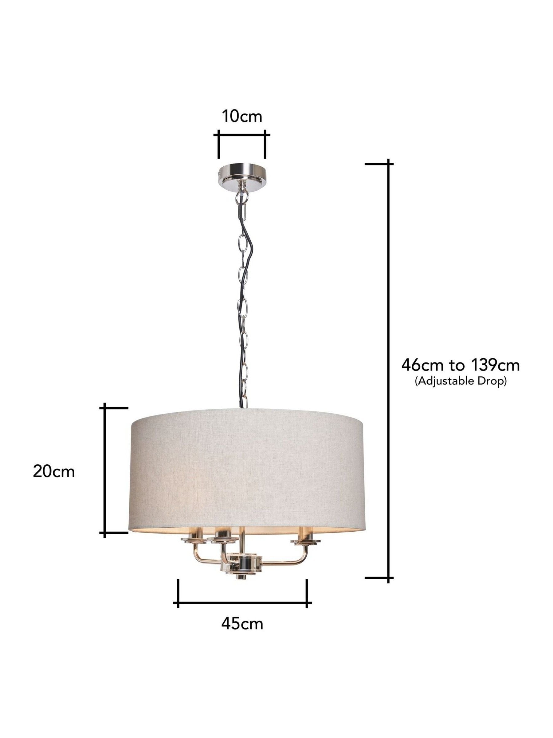 BHS Henry 3 polished nickel pendant light, imported from the UK