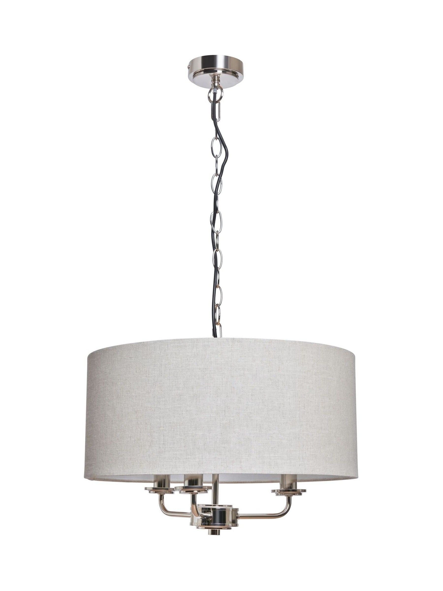 BHS Henry 3 polished nickel pendant light, imported from the UK