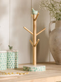 Ceramic chicken mug tree sage green bamboo pole 38cm - British product