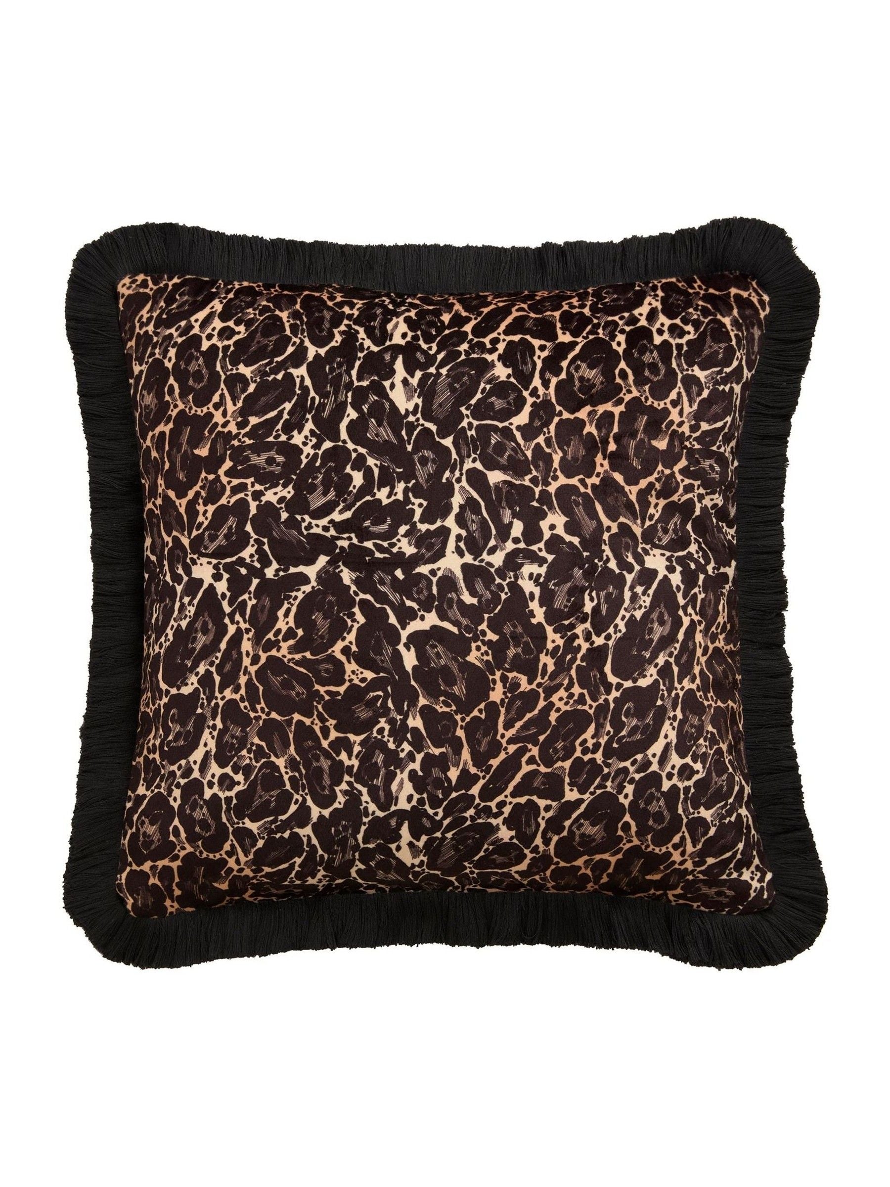 Laurence Llewelyn-Bowen leopard print velvet cushion 43cm, UK version