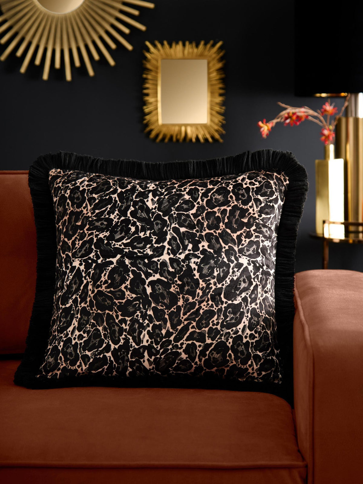 Laurence Llewelyn-Bowen leopard print velvet cushion 43cm, UK version