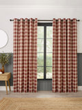 Curtina Everett jacquard eyelet curtains red - British product