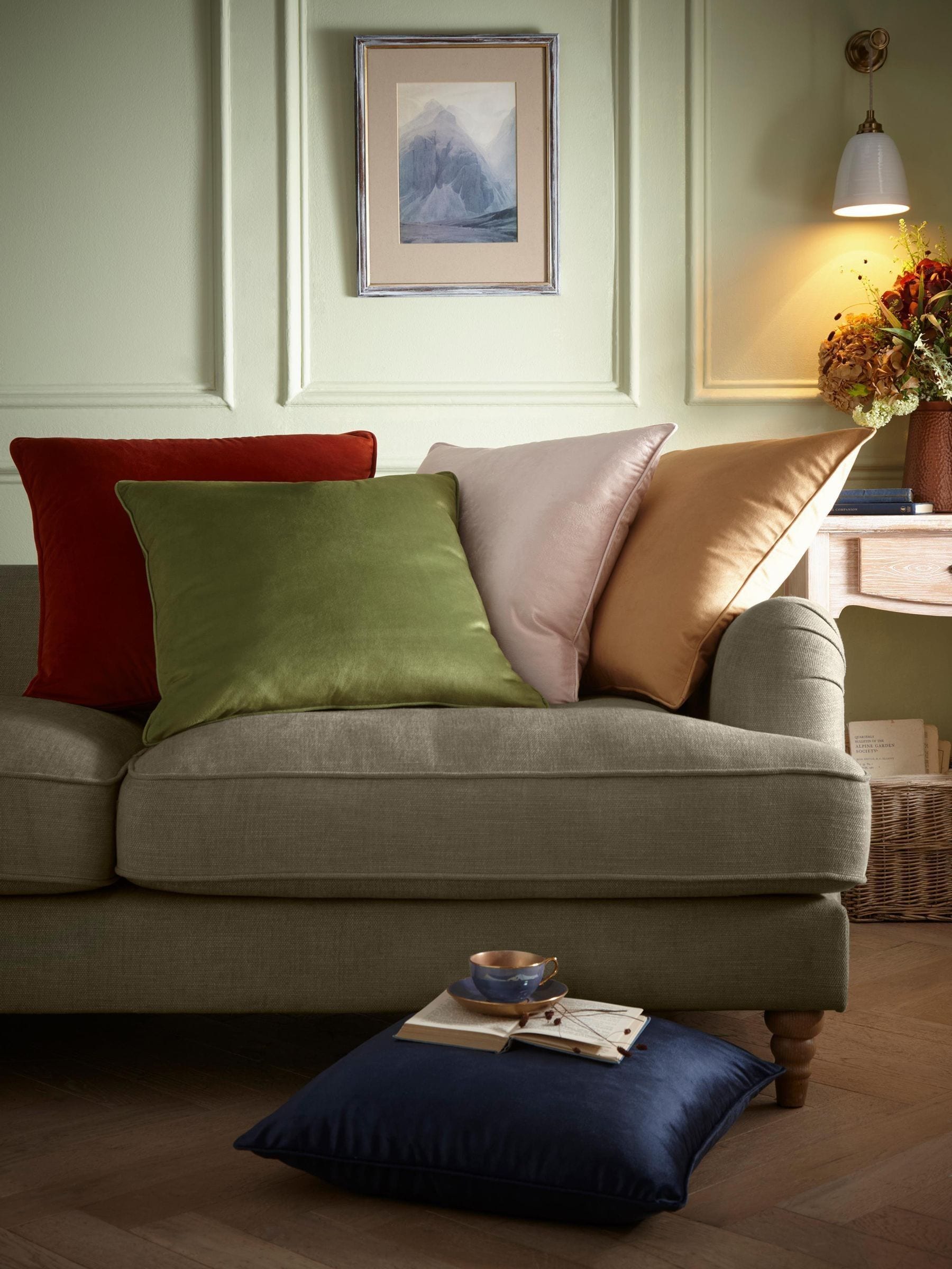 Appletree taupe velvet cushion 55x55 (British brand)