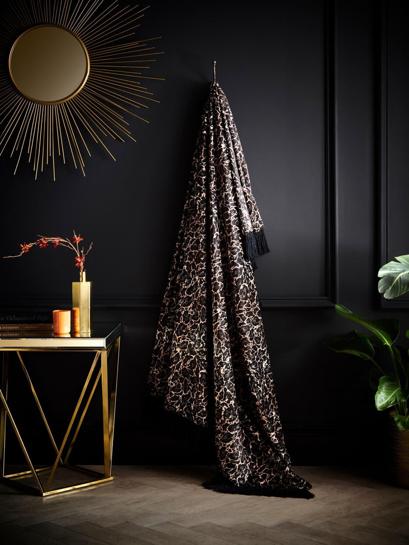 Laurence Llewelyn-Bowen gold velvet throw 180x130cm leopard print, imported from the UK