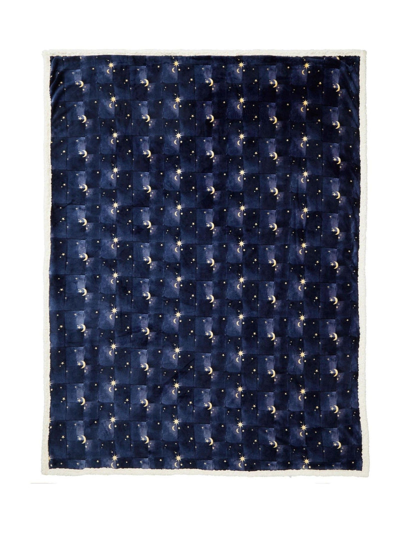 Fusion navy cosmic star fleece throw 150x200cm, UK version