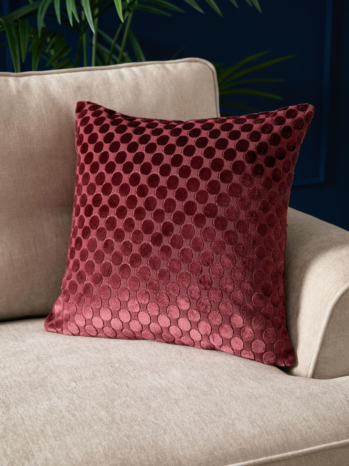 Soiree Green Velvet Spot Filled Cushion