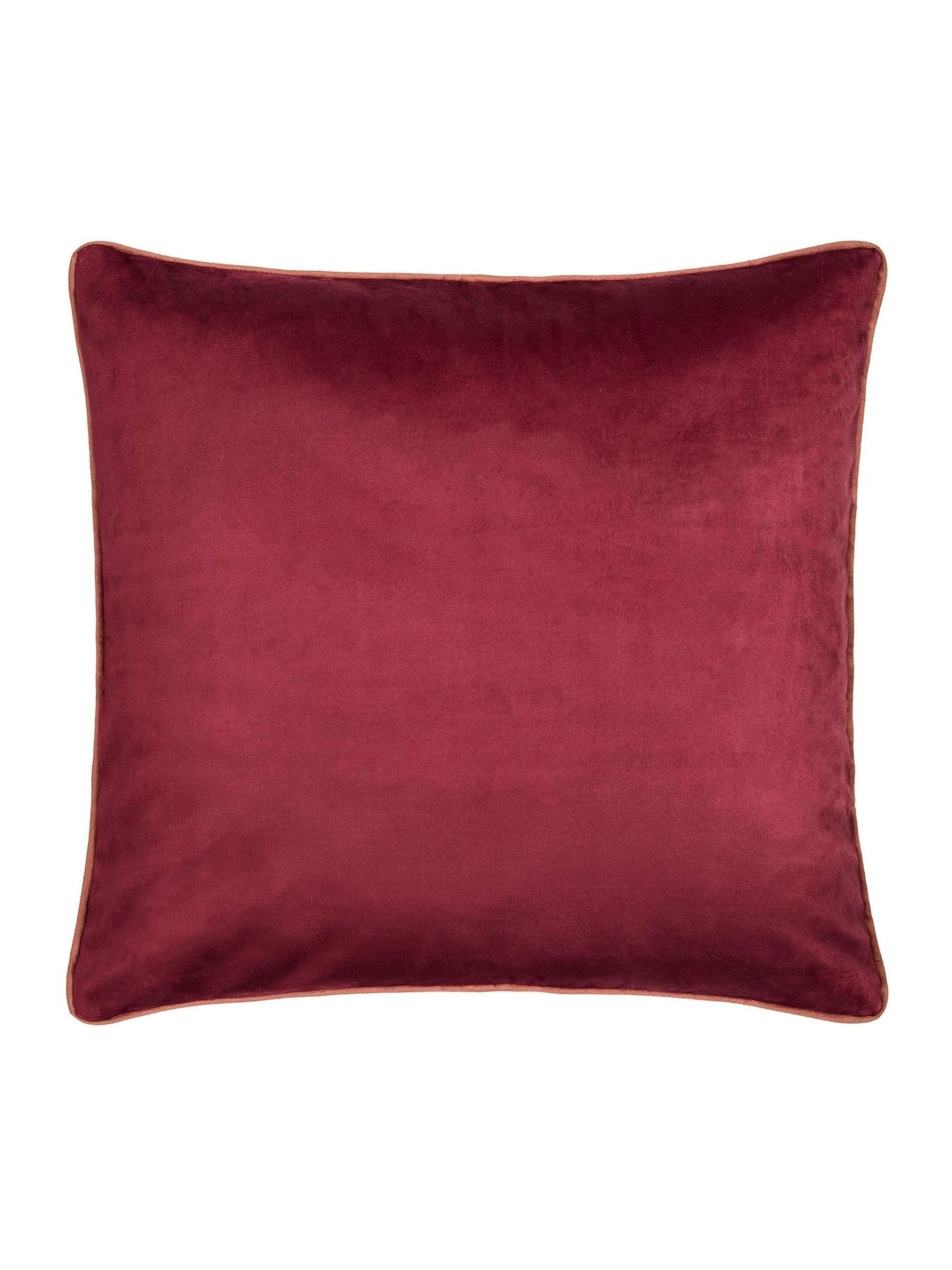 Laurence Llewelyn-Bowen burgundy velvet Morris Major chintz cushion 55x55cm (British brand)