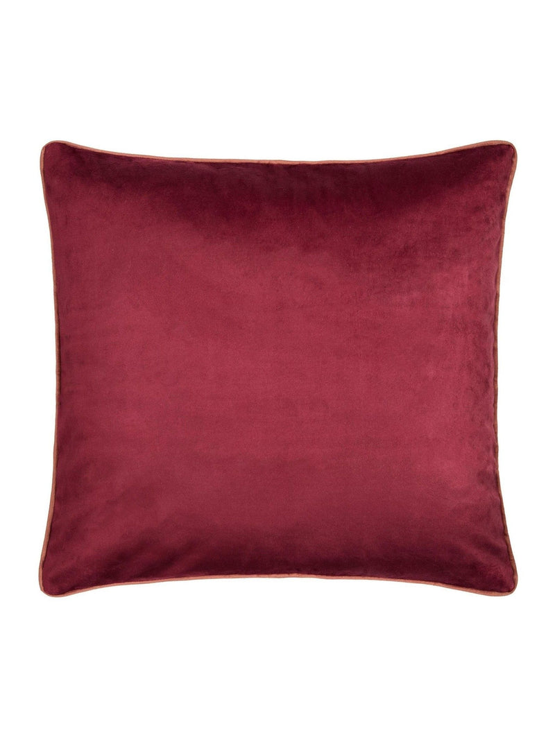 Laurence Llewelyn-Bowen burgundy velvet Morris Major chintz cushion 55x55cm (British brand)