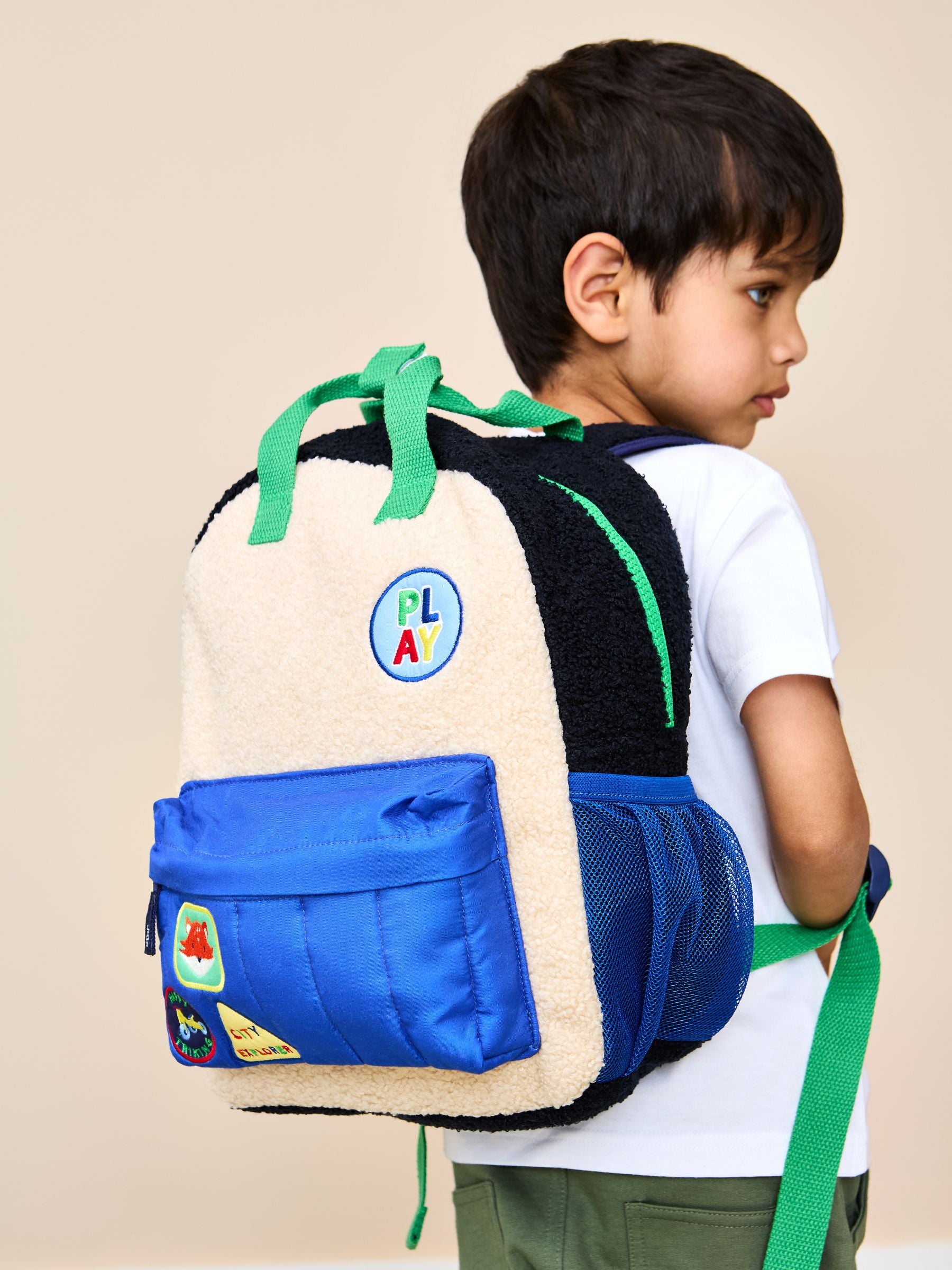 JoJo Maman Bébé Borg colour block medium backpack (British brand)