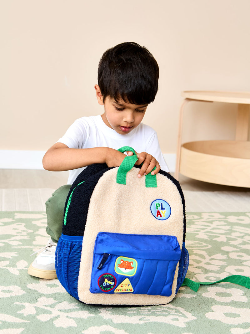 JoJo Maman Bébé Borg colour block medium backpack (British brand)
