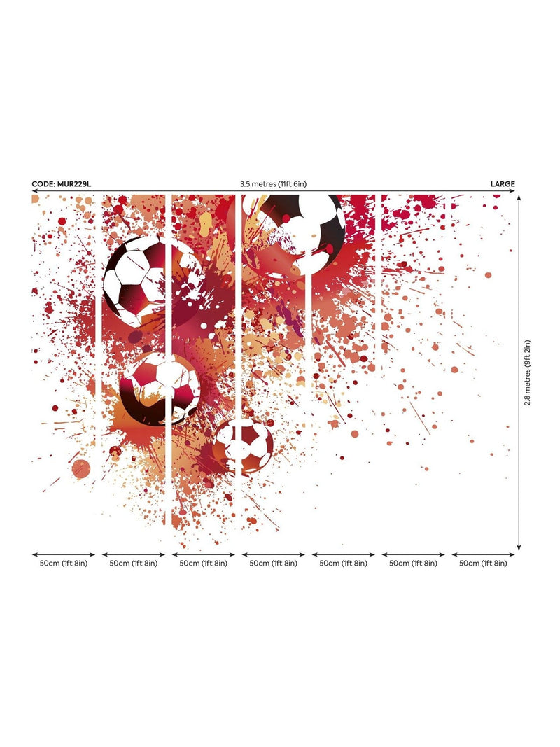Origin Murals Red Football Splash wall mural 3.5M x 2.8M (British brand)
