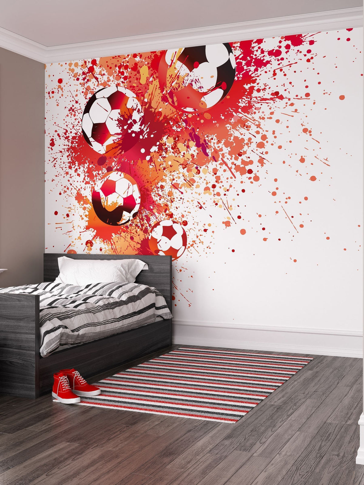 Origin Murals Red Football Splash wall mural 3.5M x 2.8M (British brand)