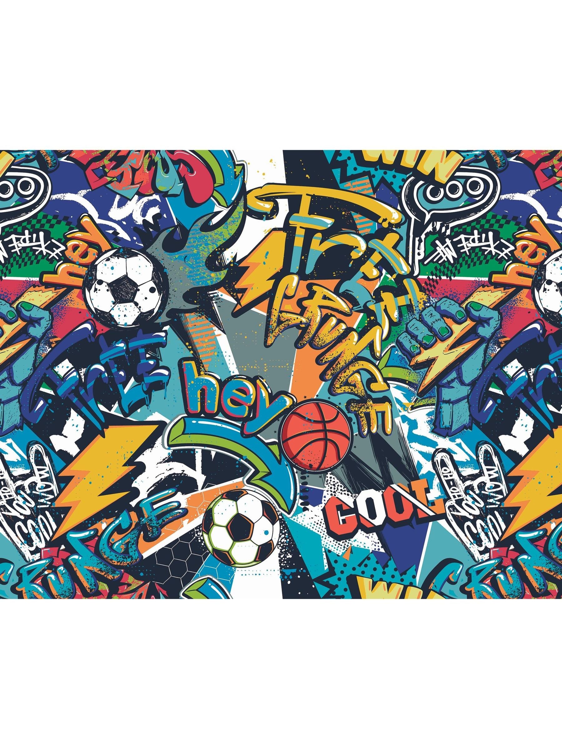 Origin Murals Blue Sports Graffiti wall mural 3.5M x 2.8M - British product