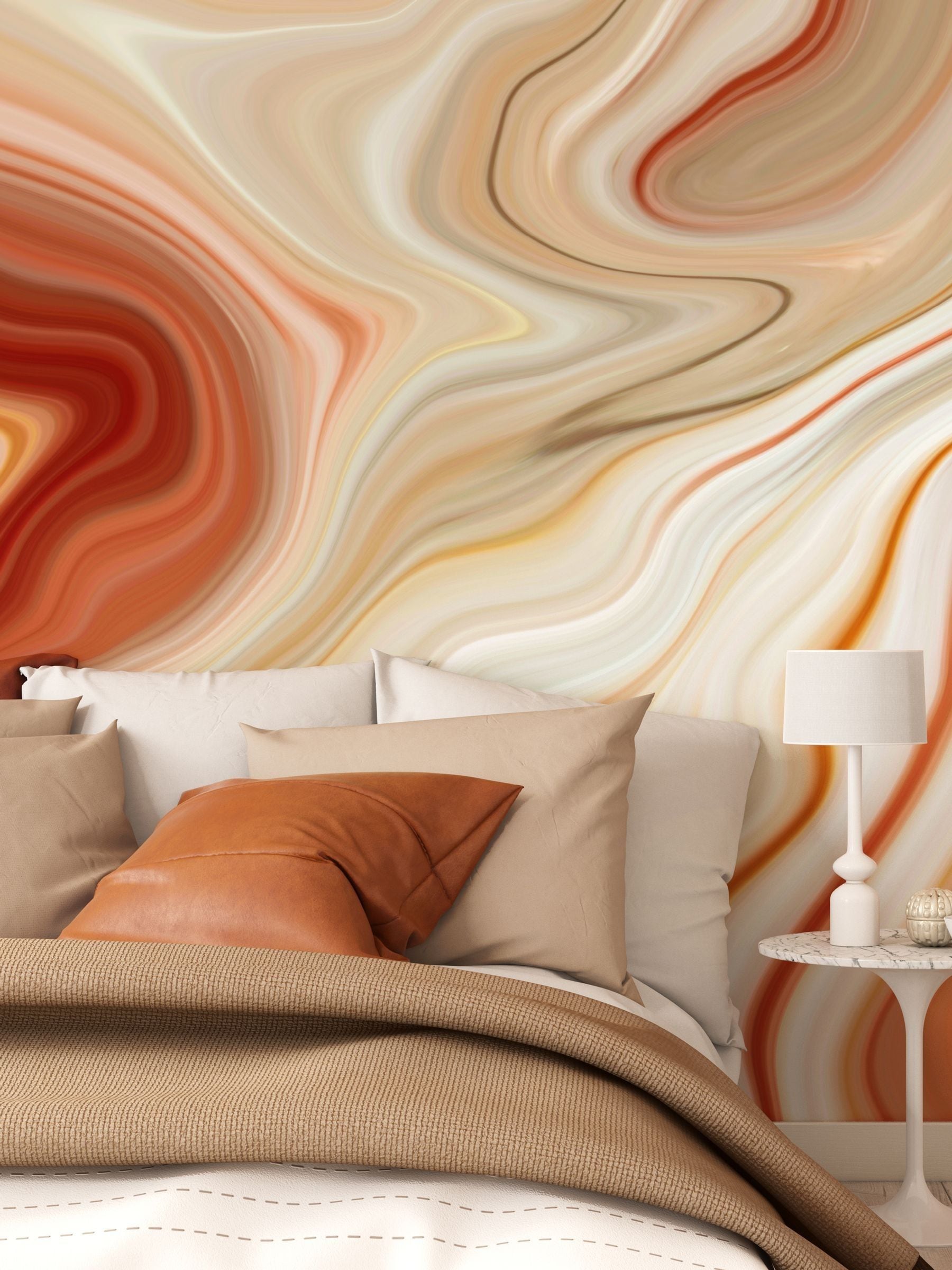 Origin Murals Cinnamon Marbled Ink 3.5M x 2.8M Wall Mural