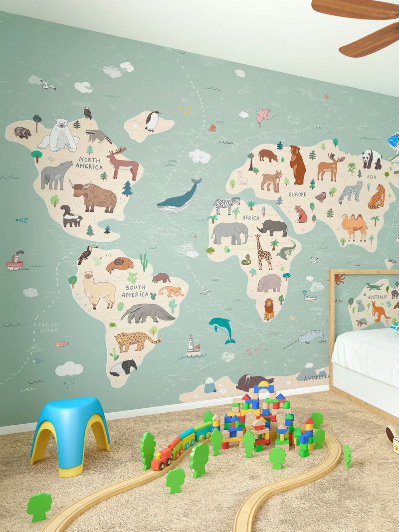 Origin Murals childrens world map mural 3.5M x 2.8M (British brand)