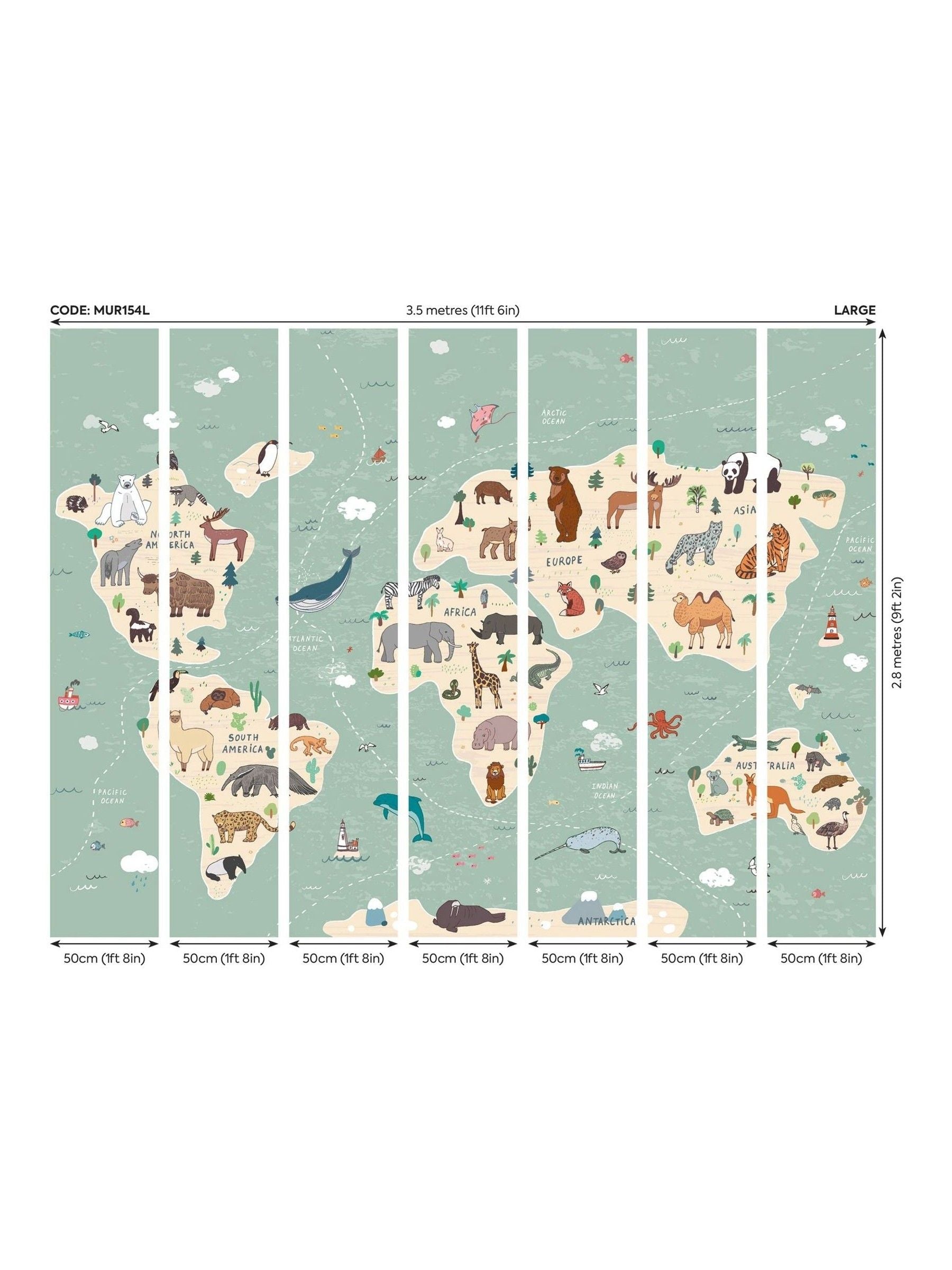Origin Murals childrens world map mural 3.5M x 2.8M (British brand)