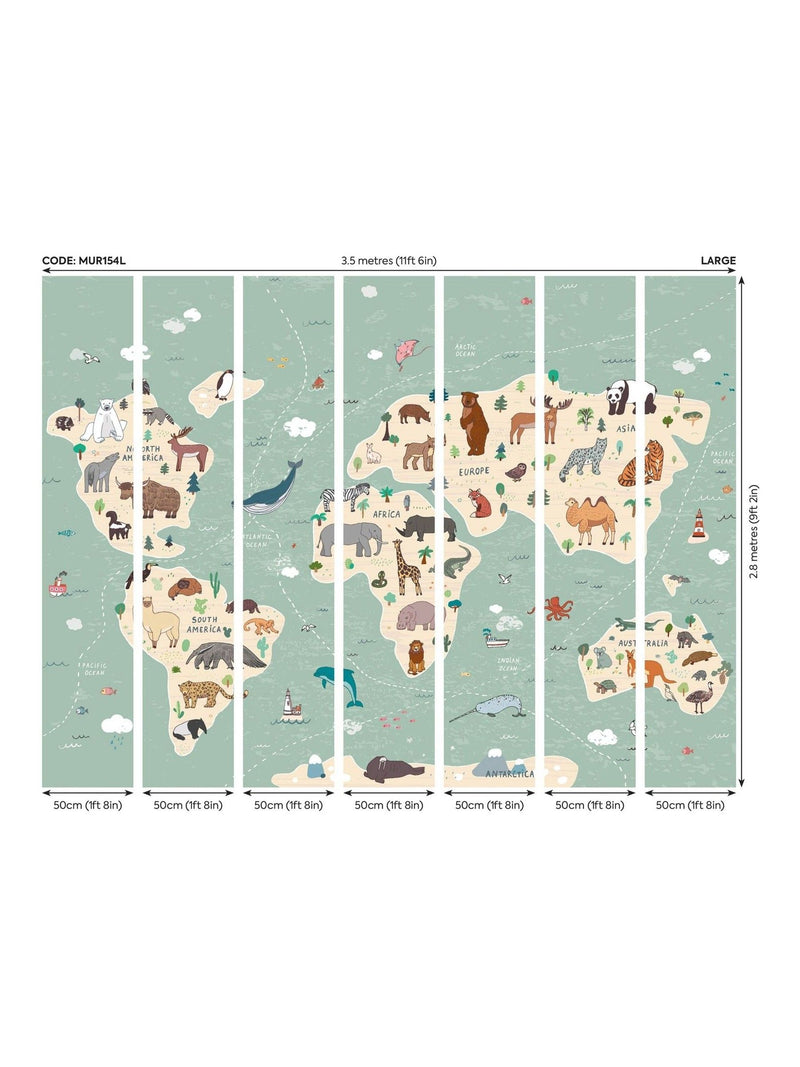 Origin Murals childrens world map mural 3.5M x 2.8M (British brand)