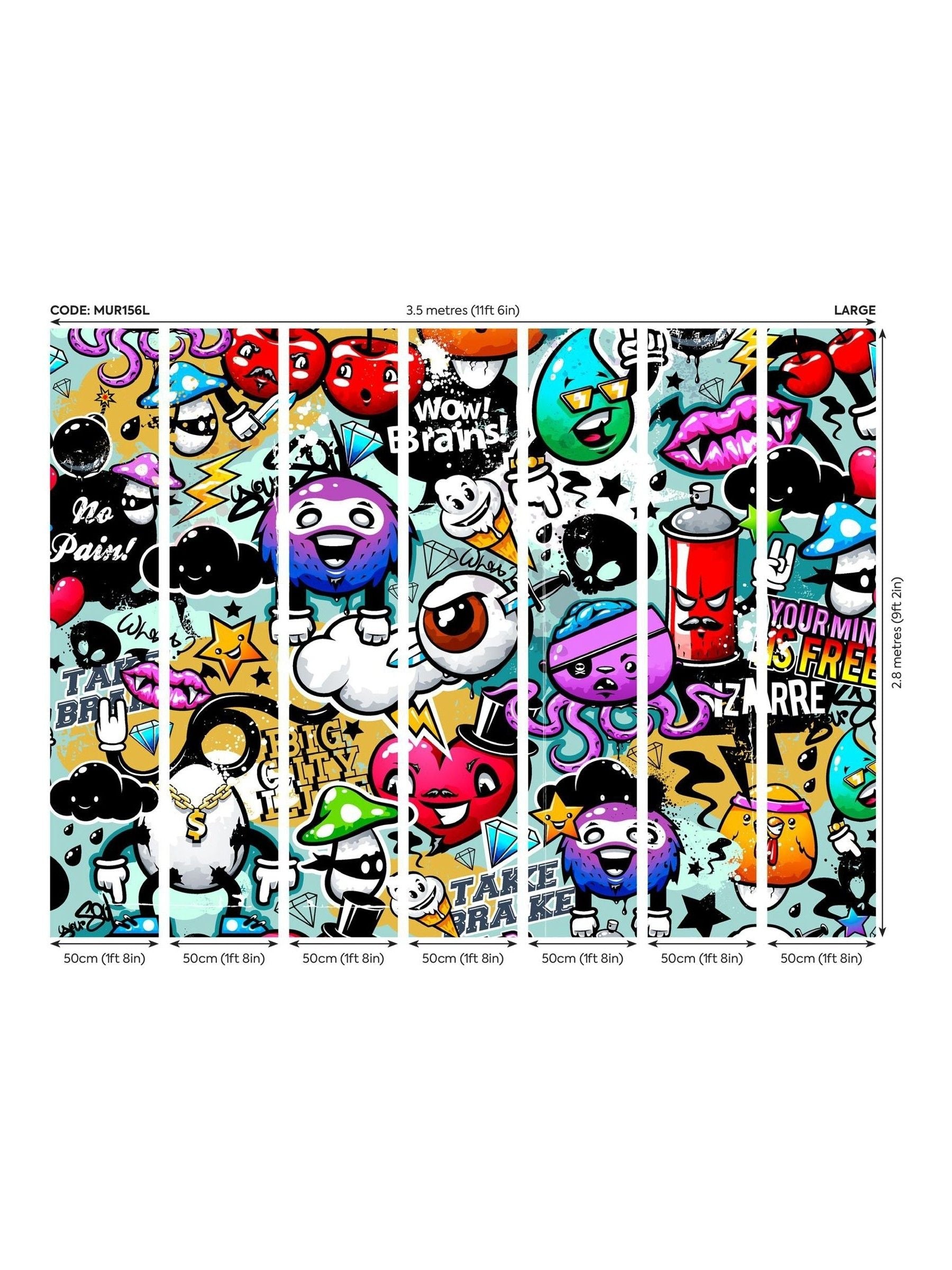 Origin Murals wall mural Multi Graffiti Monster 3.5M x 2.8M - British product