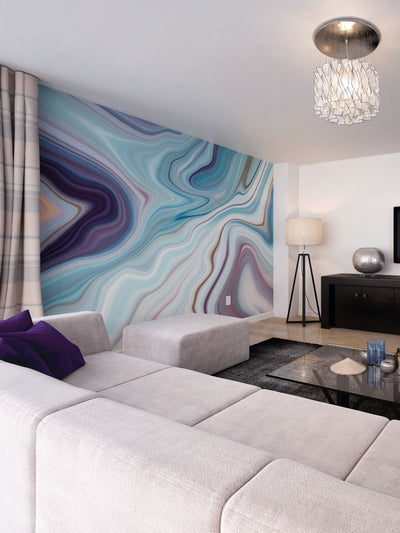 Next Origin Murals Soft Teal Marbled Ink Wall Mural 3.5m x 2.8m- Buy online at McGrocer