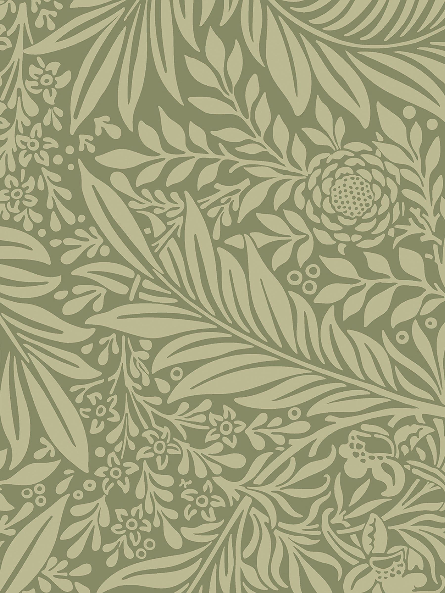 Hoopla Walls Olivine Ditsy Leaf Stripe A4 Wallpaper Sample