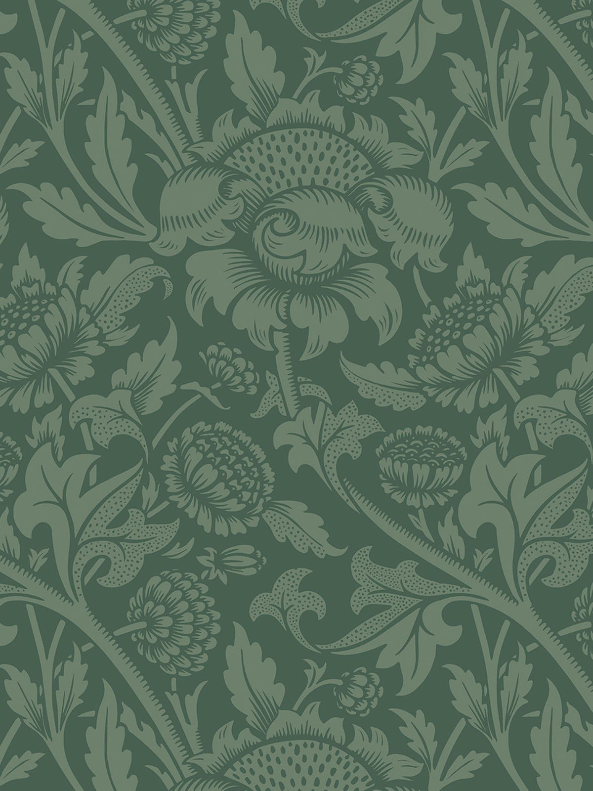 Hoopla Walls green damask wallpaper sample A4 (British brand)