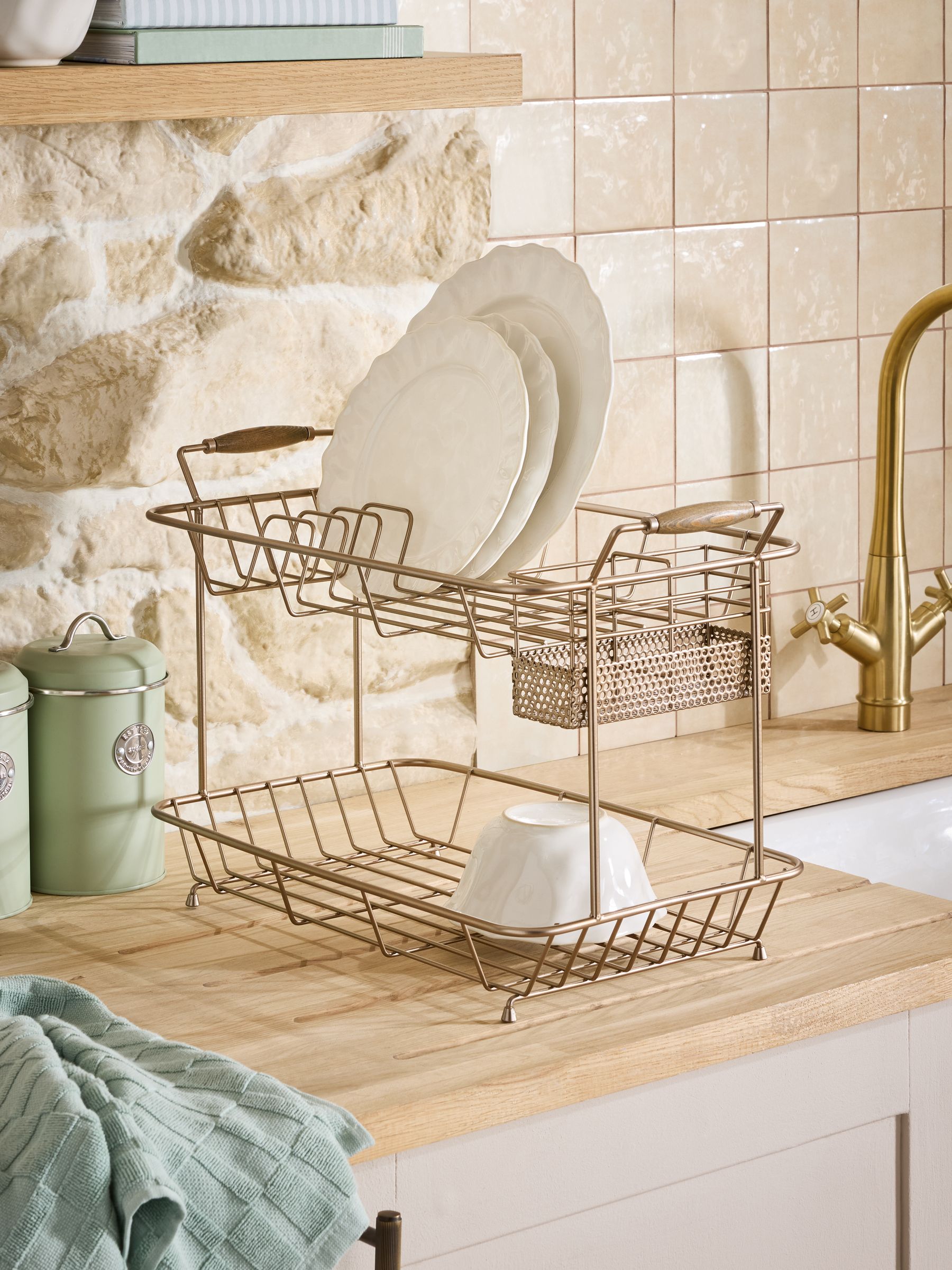 Hertford gold 2-tier dish drainer 48.5cm - British product