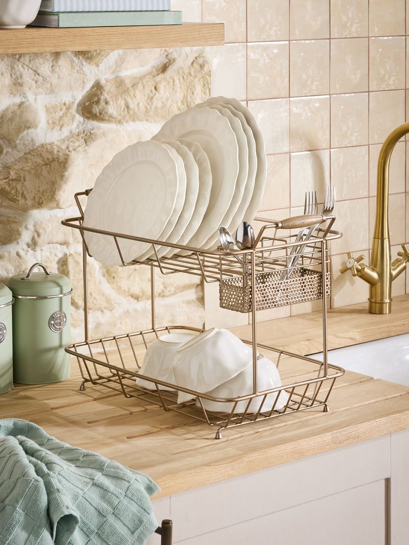 Hertford gold 2-tier dish drainer 48.5cm - British product